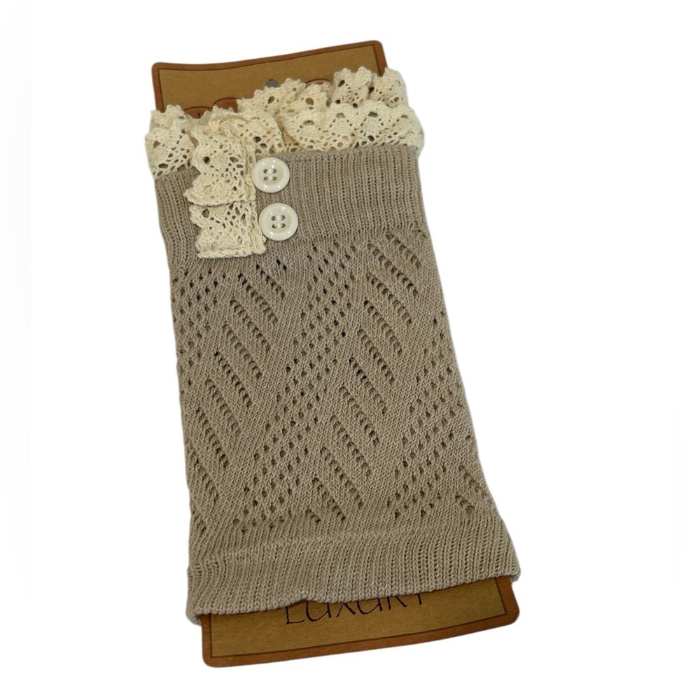 Francesca's Beige Boot Cuffs with Lace Trim